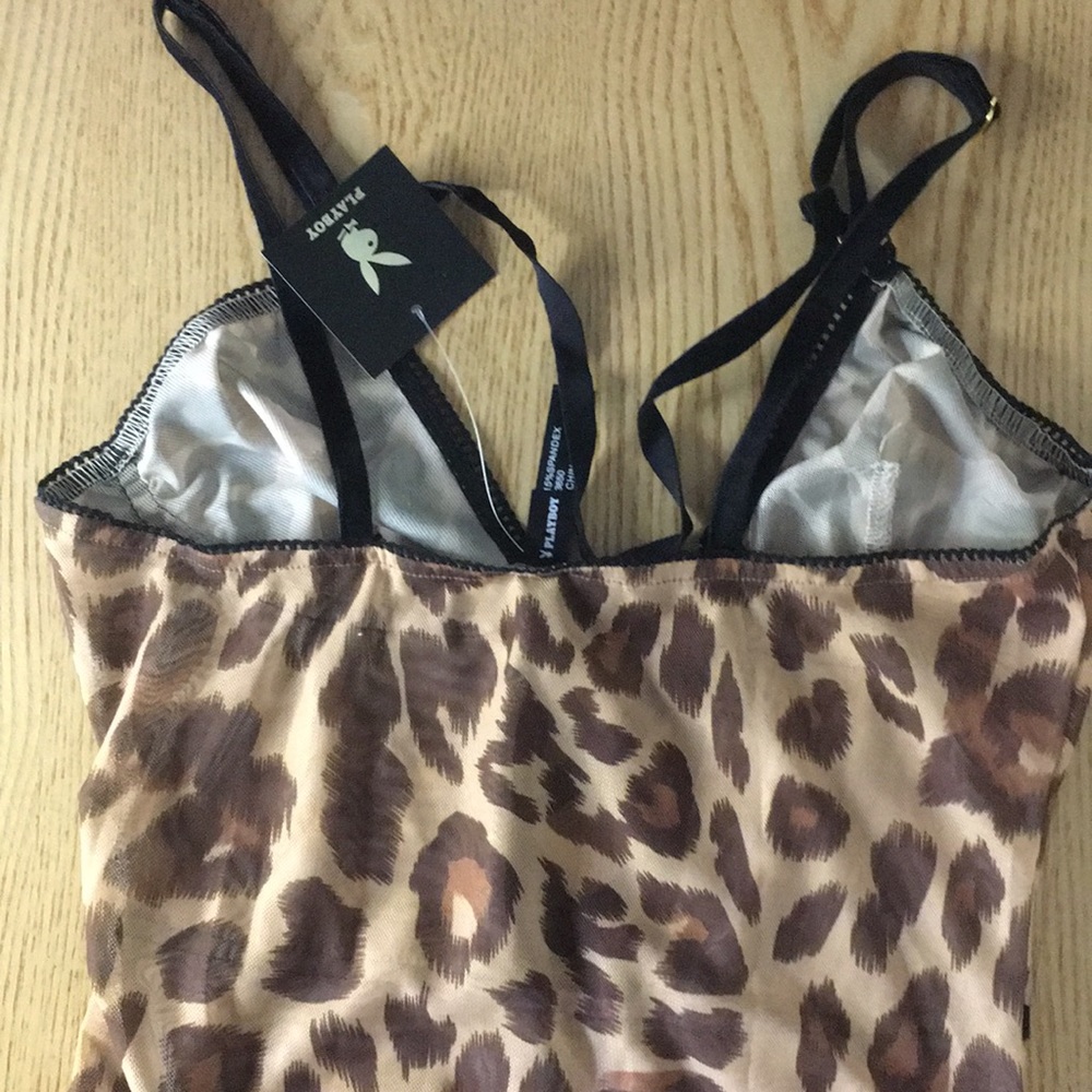 New Playboy Animal Print 1pc Lingerie Teddy Sm Med - Picture 7 of 9